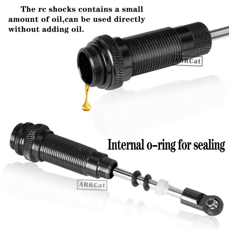 ARRCat 4PCS Black Big Bore All Aluminum Front Rear RC Shocks, Upgrade Parts for Slash 4x4 Rustler 4X4 Stampede, Replace 5862 - Image 5